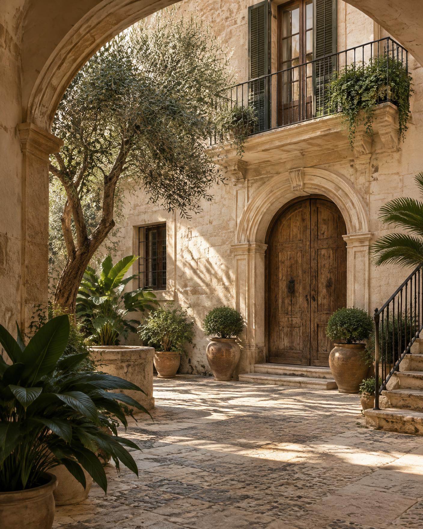 A quiet historic Mallorcan courtyard