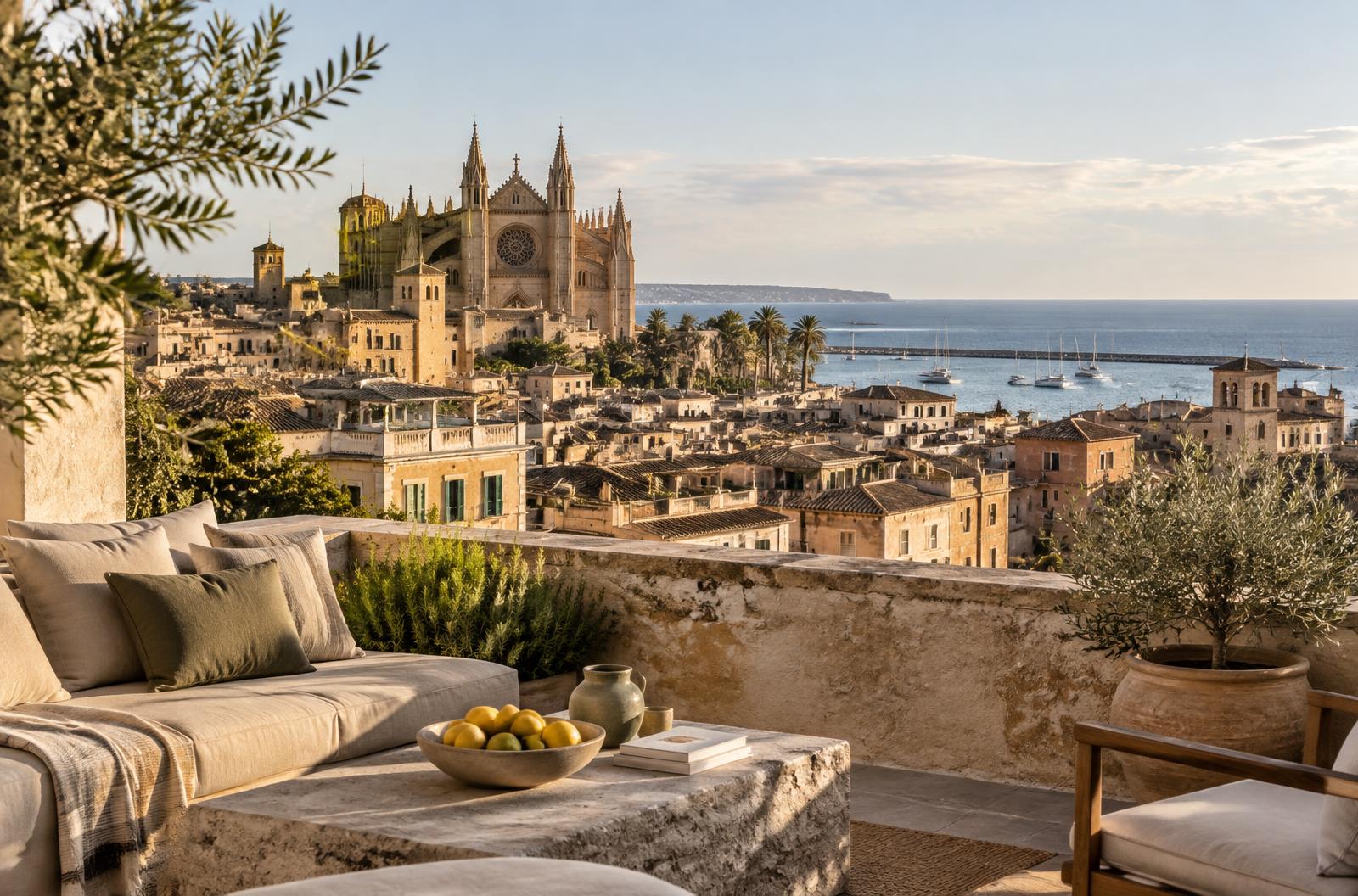 Palma old town and the Mediterranean